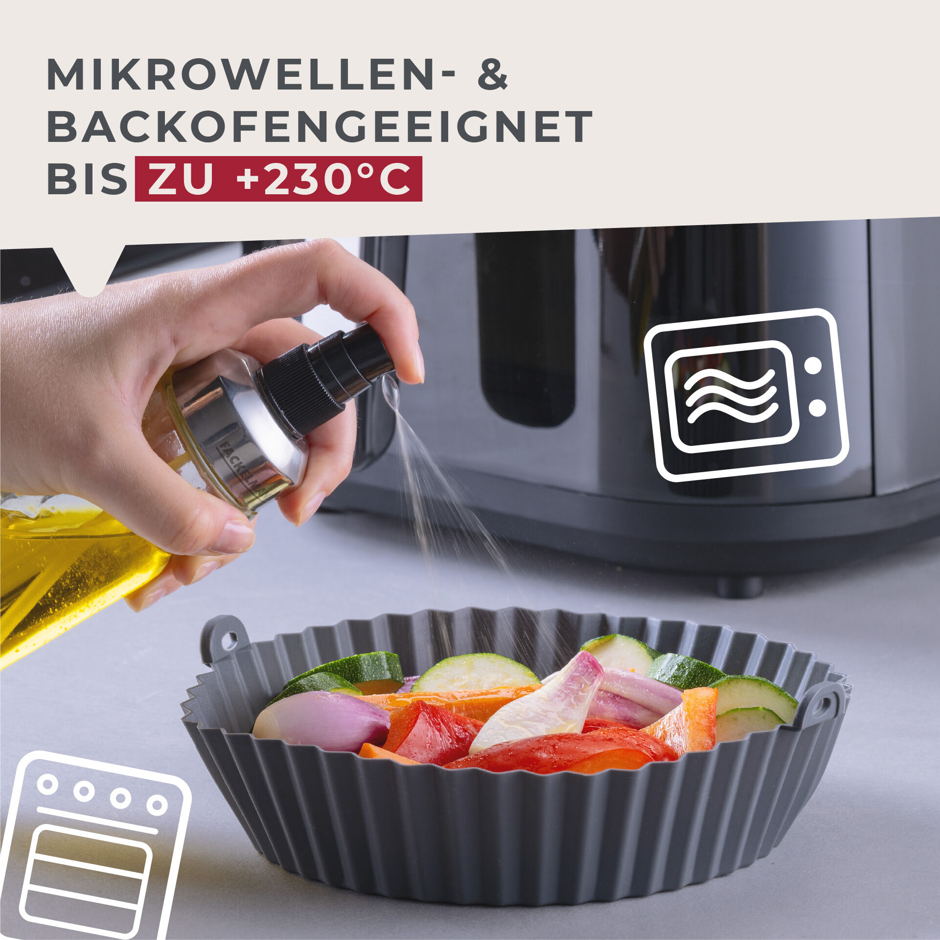 Okrągła forma silikonowa do frytkownic na gorące powietrze – chrupiące potrawy bez przywierania