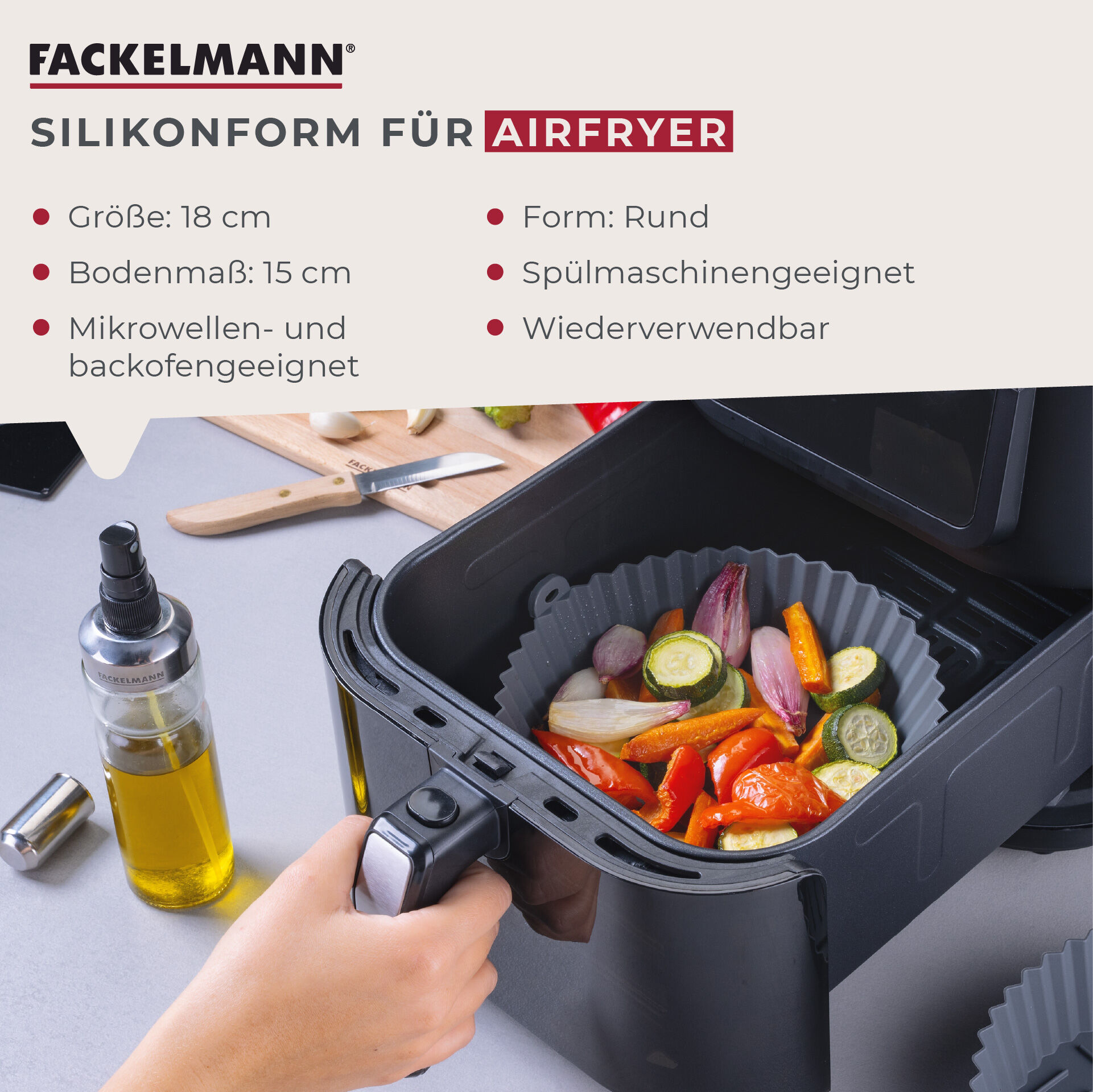 Okrągła forma silikonowa do frytkownic na gorące powietrze – chrupiące potrawy bez przywierania