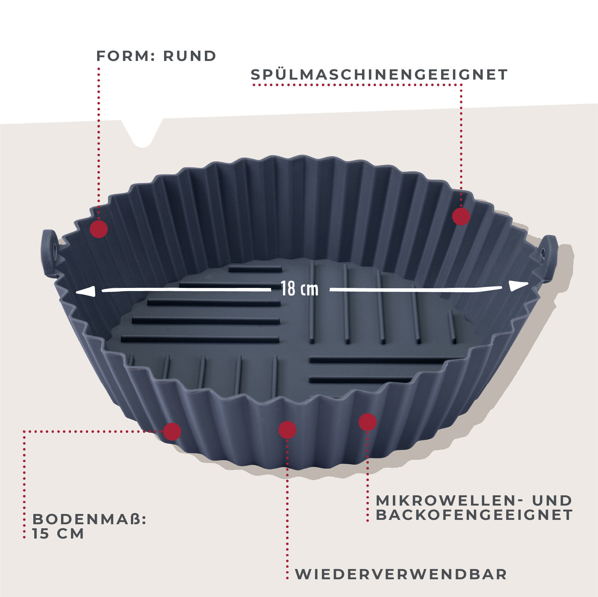 Okrągła forma silikonowa do frytkownic na gorące powietrze – chrupiące potrawy bez przywierania