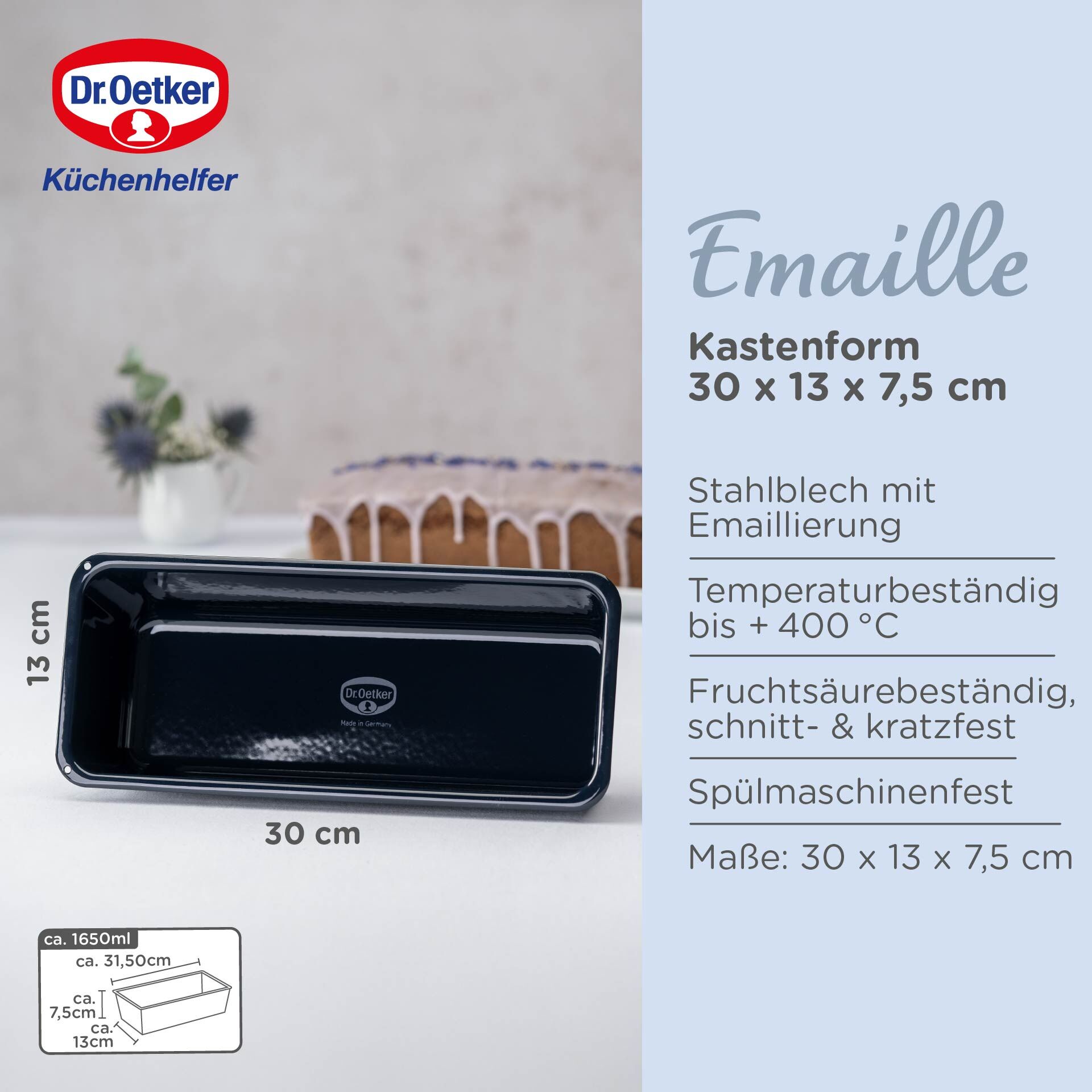 Prostokątna forma do pieczenia z emalią - doskonałe ciasta za każdym razem