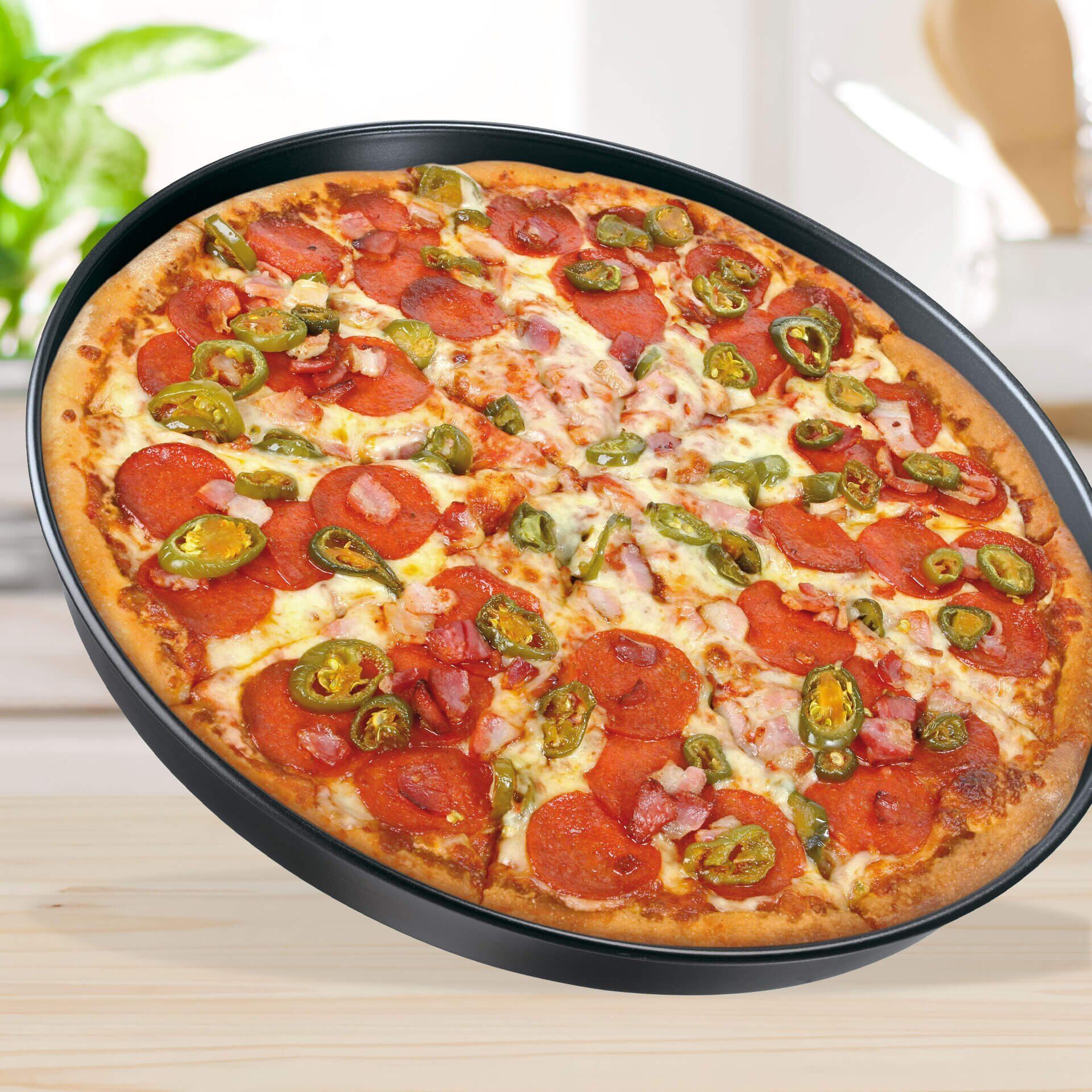 Okrągła blacha do pieczenia Black Metallic - idealna do ciast i pizz