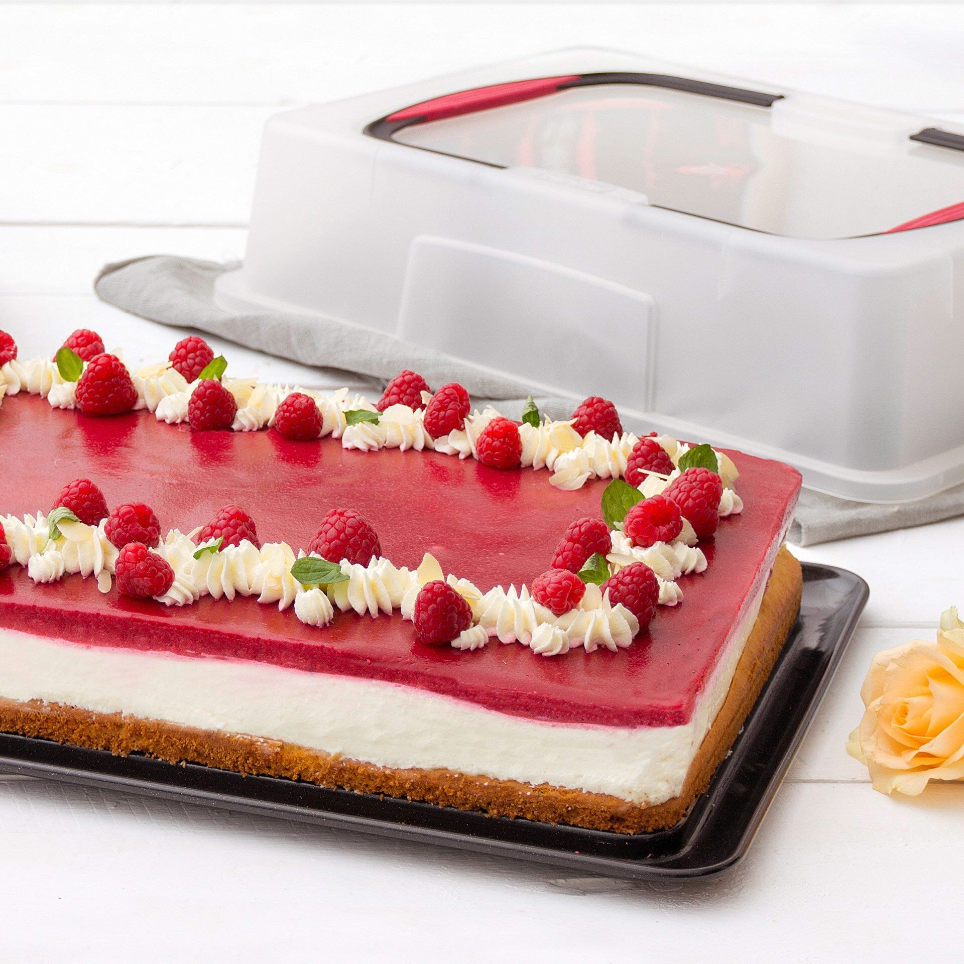 Prostokątna forma do pieczenia Deluxe z pokrywą transportową - idealna do ciast