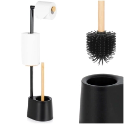 Toilet Roll Holder with Toilet Brush Black 66 cm