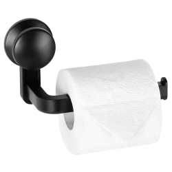 Toilettenpapierhalter mit Saugnapf Schwarz 16.5 cm | Klopapierhalter, Klorollenhalter, WC, Papierrollenhalter