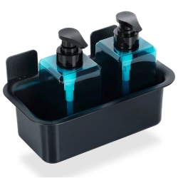 Duschregal Schwarze Selbstklebend 23.5x13.5x11.5 cm | Duschablage, Badezimmer Organizer, Shampoo Halterung für Dusche, Hängeregal Duschkorb