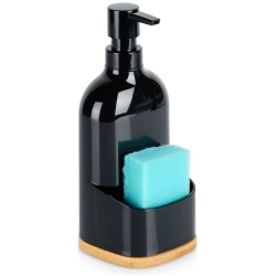Spülmittelspender Schwammhalter Schwarz 500 ml | Seifenspender, Seifenpumpe, Küche Spülbecken Organizer, Waschmittel