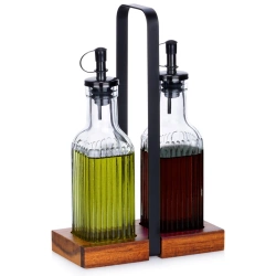 Essig und Ölflaschen aus Glas mit Ständer 2x 190 ml 3 Stk. | Ölspender, Flasche, für Öl, Olivenöl, für die Küche
