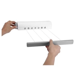 Wandwäschetrockner | Wäscheleine | Wandtrockner ausziehbar aufrollbar automatisch mit 4 Leinen