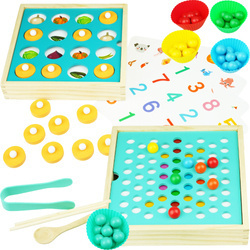 Outlet  Drewniana gra 2 w 1 pamięć i drewniana układanka kolorowe kulki