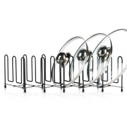 Topfdeckelhalter aus Metall Schwarz Faltbar 8-74 cm | Topfdeckel Aufbewahrung, Organizer, Tellerständer, Deckelhalter