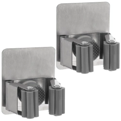 Broom Holder Steel Self-Adhesive 2 pcs