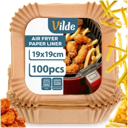 Einsatz für Heißluftfritteuse Ölfrei aus Papier Quadratisch 19x19 cm 100 Stk. | Air Fryer, Fritteusen-Einlagen Einweg-Backpapier Einwegpapier