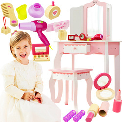 Duża toaletka z różdżką-pilotem dla dziewczynki Lustro Suszarka 008-18