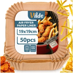 Einsatz für Heißluftfritteuse Ölfrei aus Papier Quadratisch 19x19 cm 50 Stk. | Air Fryer, Fritteusen-Einlagen Einweg-Backpapier Einwegpapier