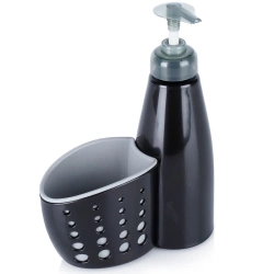 Spülmittelspender Schwammhalter Schwarz 370 ml | Seifenspender, Seifenpumpe, Küche Spülbecken Organizer, Waschmittel