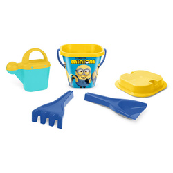 Minions zestaw do piasku 5 el. wiaderko łopatka konewka sitko grabki