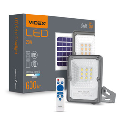 LED Solar Floodlight VIDEX-FLOOD-LED-SOLAR-GELIO-20W-NW