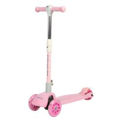 Różowa balansowa hulajnoga składana trójkołowa ze świecącymi kołami LED