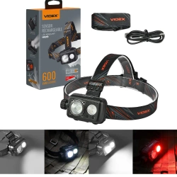 Latarka czołowa Videx LED 600lm IP55 sterowanie gestem 7 trybów zasięg 185m