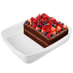 Auflaufform aus Porzellan Weiß 36.5x30x6 cm, 4 l | Ofenform, Lasagneform, Backform, Braten im Backofen