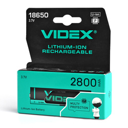 Lithium-ion battery VIDEX 18650-P 2800mAh with protection color box/1pc