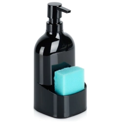 Spülmittelspender Schwammhalter Schwarz 500 ml | Seifenspender, Seifenpumpe, Küche Spülbecken Organizer, Waschmittel