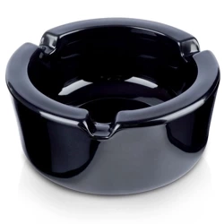 Ashtray Glass Black Round 8.5 cm