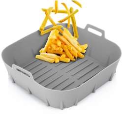 Einsatz für Heißluftfritteuse Ölfrei aus Silikon Grau 22 cm | Air Fryer, Fritteusen-Einlagen Einweg-Backpapier Einwegpapier