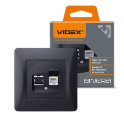 Gniazdo Pojedyncze Komputerowe Videx Binera RJ45 Natynkowe Czarne