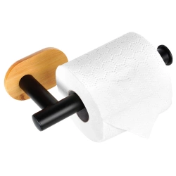 Toilettenpapierhalter aus Stahl aus Bambus Schwarz 17 cm | Klopapierhalter, Klorollenhalter, WC, Papierrollenhalter