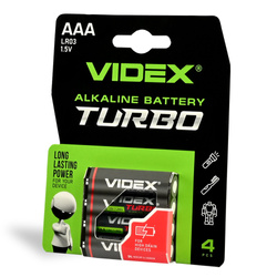 Alkaline battery Turbo VIDEX LR03T/AAA 4pcs BLISTER