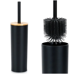 Toilet Brush with Stand Metal Black 36.5 cm