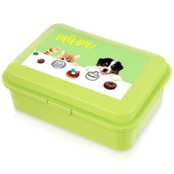 Frühstücksbox Grün Hund Katze 750 ml | Brotdose, Lunchbox, Brotbüchse, Lebensmittelbehälter Frischhaltedose