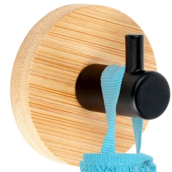 Adhesive Hook Wooden Metal Black 5x3.5 cm