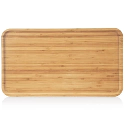 Servierbrett aus Holz Servierplatte Serviertablett Bambusbrett Holzbrett 44x25x1,5 cm