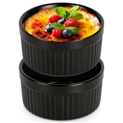 Auflaufförmchen aus Porzellan Schwarz 260 ml 2 Stk. | Souffle, Creme Brulee, Ramekin, Schälchen, Set