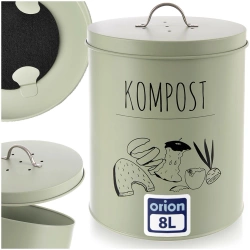 Biomülleimer mit Kohlefilter aus Metall Grün GREENISH 8 l | Komposteimer, Bio Abfalleimer, Komposter, Biomüll Behälter