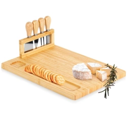 Cheese Board with Knives Bamboo 5 pcs
