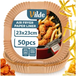 Einsatz für Heißluftfritteuse Ölfrei aus Papier Quadratisch 23x23 cm 50 Stk. | Air Fryer, Fritteusen-Einlagen Einweg-Backpapier Einwegpapier