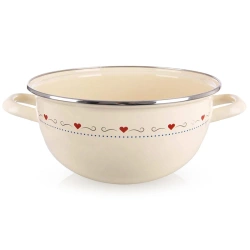 Schüssel Emaillierte mit Griffen Cremefarben TONCA 33 cm, 5 l | Salatschüssel, Servierschüssel, Schale für Suppen