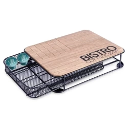 Kaffekapsel-Halter Kaffekapsel-Organizer Aufbewahrungsbox für Kaffeekapseln aus Metall schwarz BISTRO 30,5x24x6,5 cm