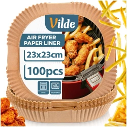 Einsatz für Heißluftfritteuse Ölfrei aus Papier Quadratisch 23x23 cm 100 Stk. | Air Fryer, Fritteusen-Einlagen Einweg-Backpapier Einwegpapier