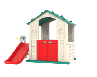 Domek Ogrodowy 3w1 dla dzieci Zielony Dach + Zjeżdżalnia + Koszykówka