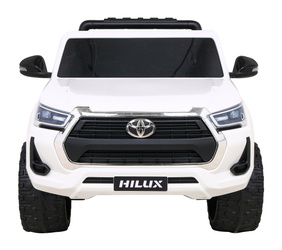 Toyota Hilux na akumulator dla dzieci Biały + Napęd 4x4 + Pilot + 2 bagażniki + Radio MP3 + LED