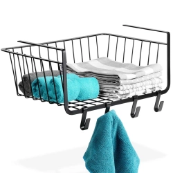 Under Shelf Storage Basket Metal Black 40.5x26x16 cm