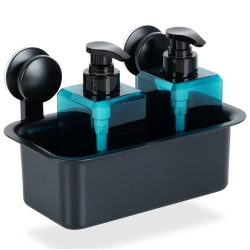 Duschregal Saugnapf Schwarze 23.5x13.5x15cm | Duschablage, Badezimmer Organizer, Shampoo Halterung für Dusche, Hängeregal Duschkorb