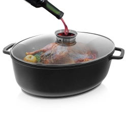 Roasting Tin Granite with Lid Oval for Goose GRANDE 12 l, 43.5x33.5 cm