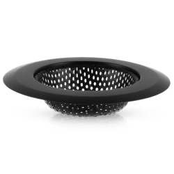 Spülbeckensieb aus Stahl Schwarz 11.5 cm | Spüle Filter Sieb, Abflusssieb, für Dusche, Spülbecken, Waschbecken
