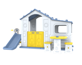 Duży Dom Z Przedsionkiem 4w1 Niebieski Dach