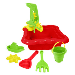 Piaskownica z akcesoriami czerwona